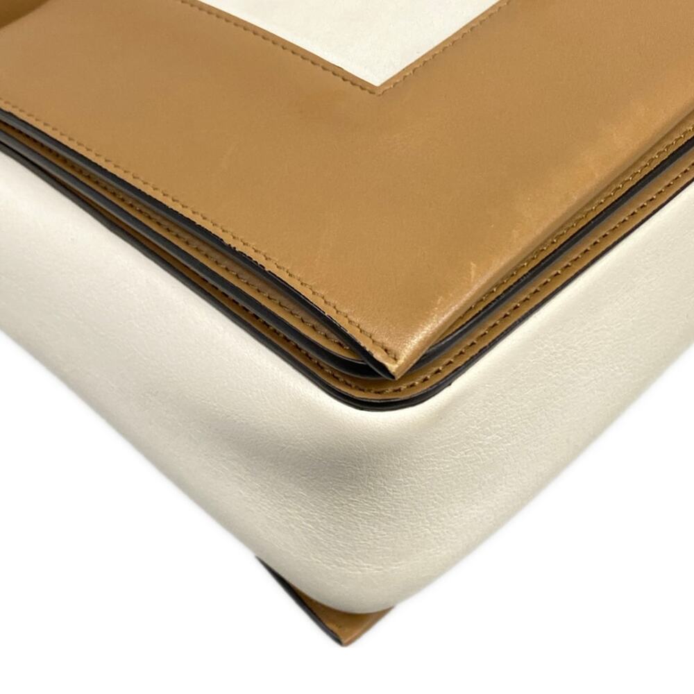 Celine Frame Medium Shoulder Bag White Light Brown - Picture 6 of 15
